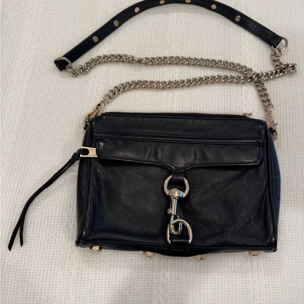 Rebecca Minkoff Black Leather X-Body Chain Strap Bag